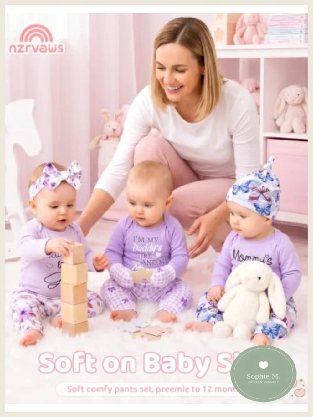 Newborn Baby Girl Outfit Set 10 Piece Long Sleeve Bodysuits Pants Hats Mittens